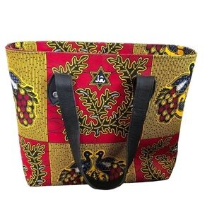 Vibrant Authentic West African Executive Handbag Large Double Leather Handcraft
